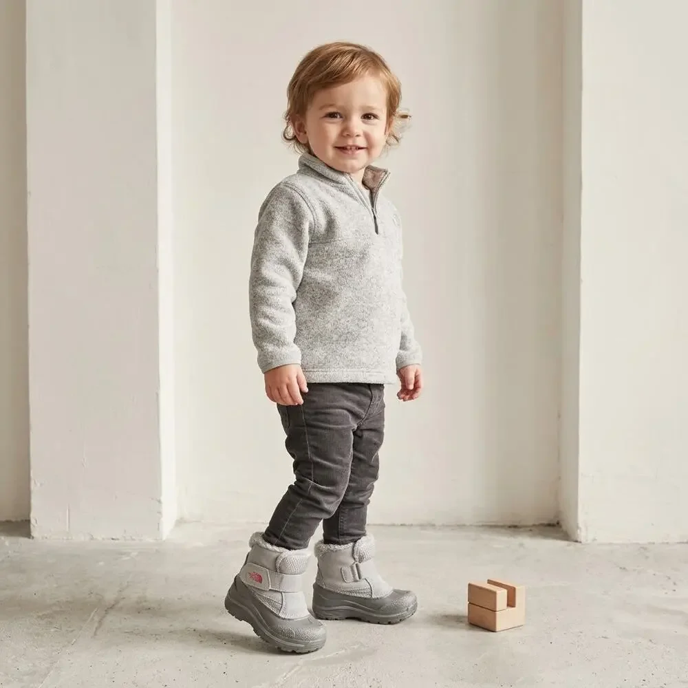 The North Face Toddler Baby Alpenglow II Boots Waterproof Gray Faux Fur Size 8